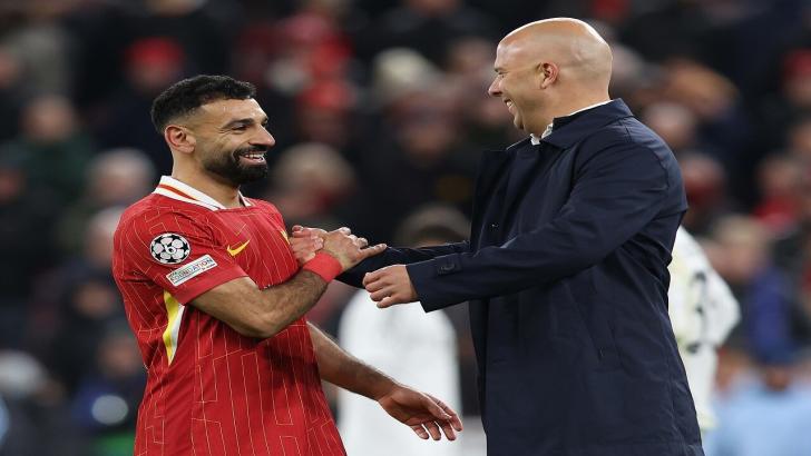 Liverpool manager Arne Slot and forward Mo Salah